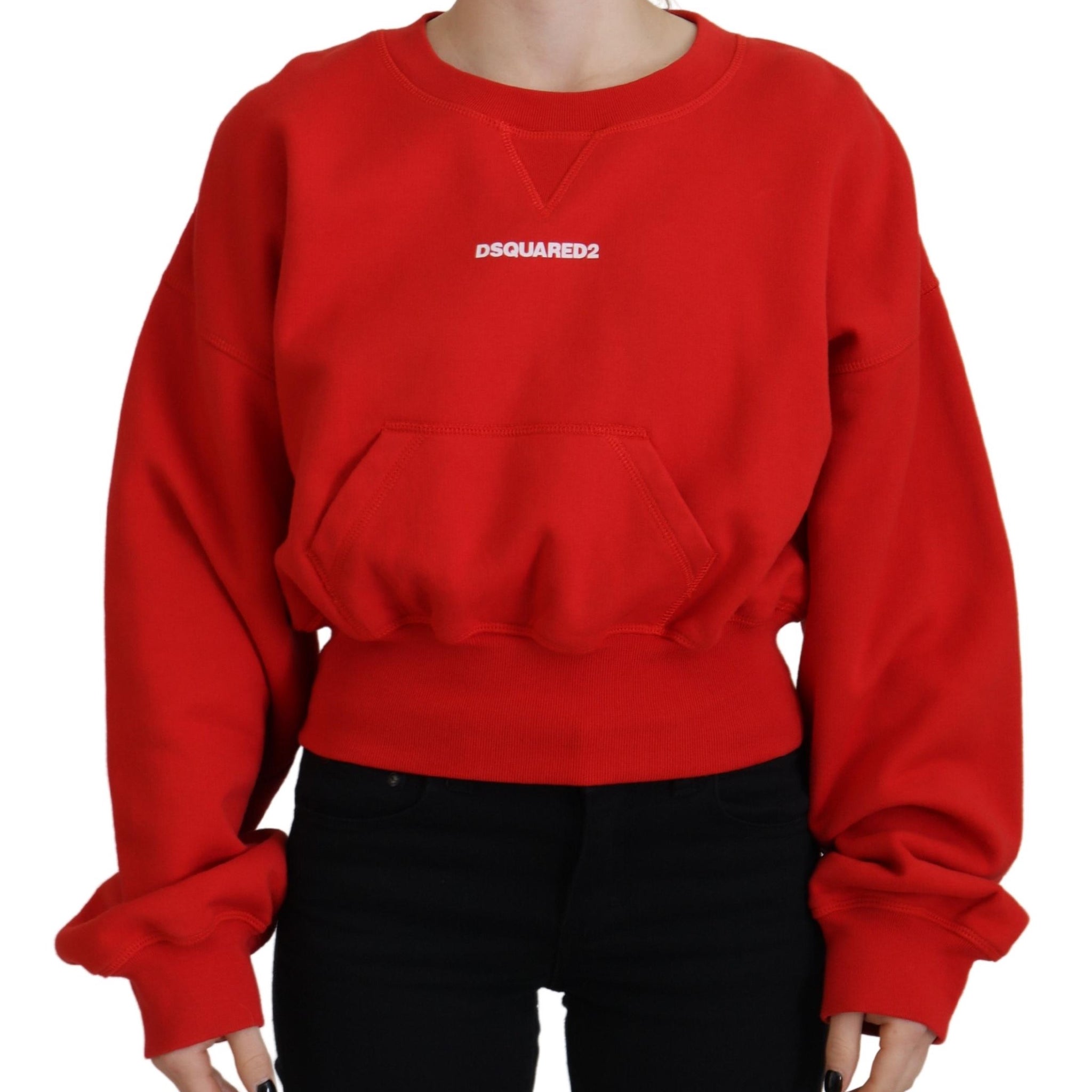 Dsquared² Red Logo Print Women Crew Neck Long Sleeve Sweater