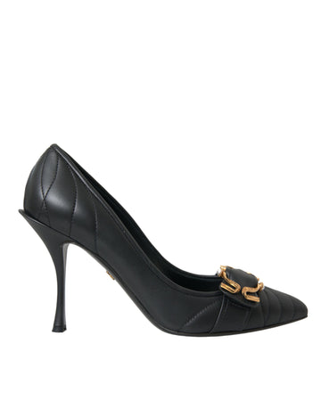 Dolce & Gabbana Black Devotion Leather Heels Pumps Shoes