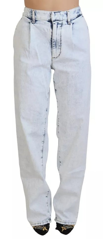 Dsquared² Light Blue Cotton High Waist Straight Denim Jeans