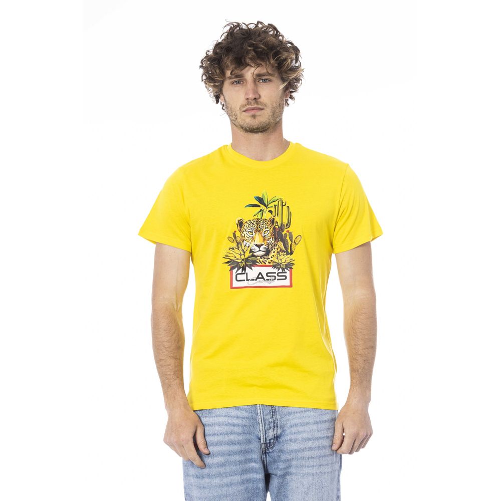 Cavalli Class Yellow Cotton Men T-Shirt