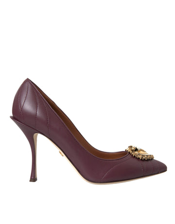 Dolce & Gabbana Bordeaux Leather Heart DEVOTION Pumps Shoes