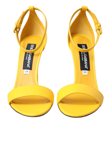 Dolce & Gabbana Yellow Leather DG Heels Sandals Shoes