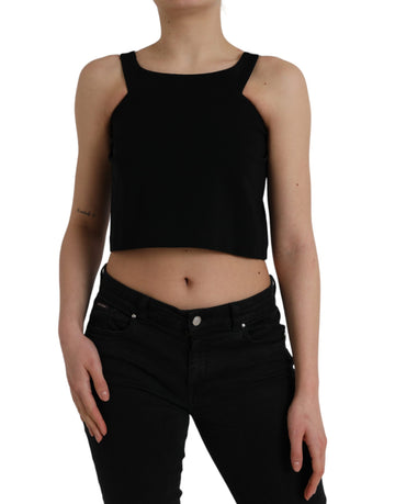 Dolce & Gabbana Black Sleeveless Round Neck Cropped Tank Top