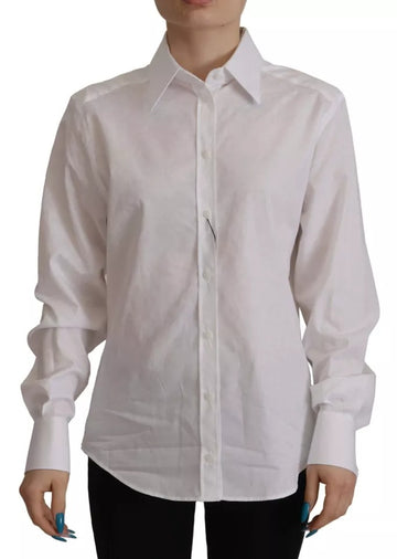 Dolce & Gabbana White Cotton Collared Formal Dress Shirt Top