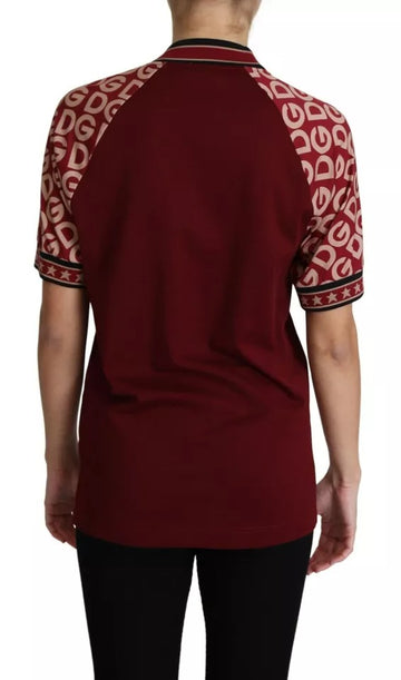 Dolce & Gabbana Maroon DG Mania Print Crew Neck T-shirt Top