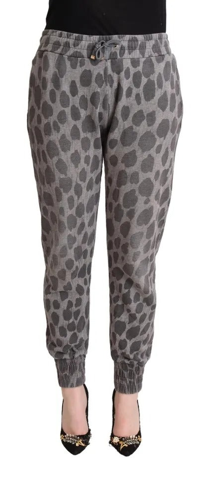 Dolce & Gabbana Gray Leopard Print Sweatpants Jogger Pants