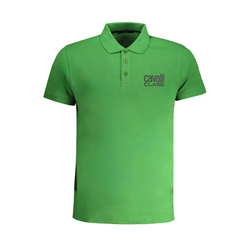 Cavalli Class Green Cotton Polo Shirt