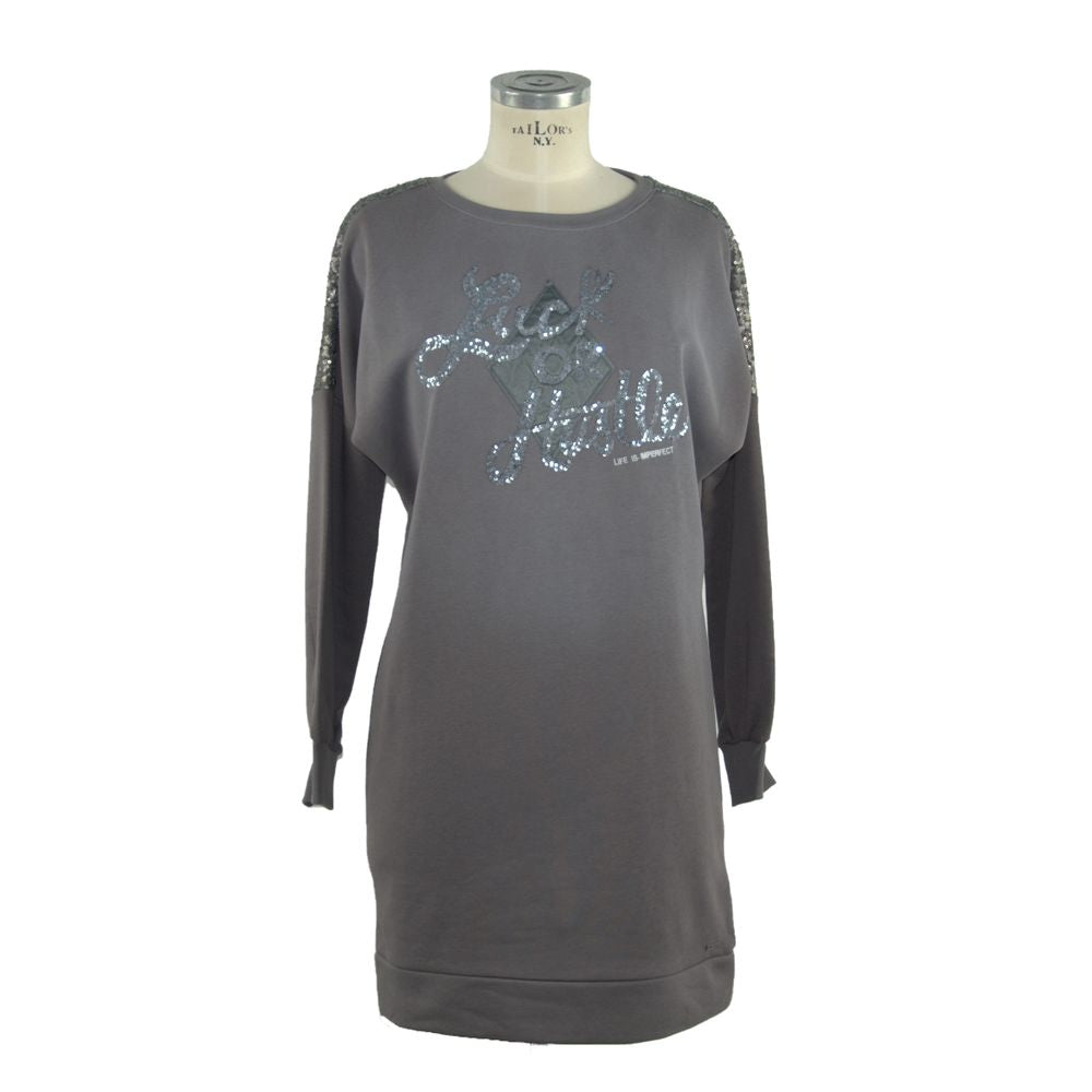 Imperfect Gray Cotton Women Sweatshirt Dress