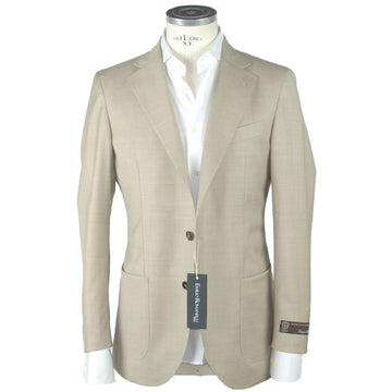 Emilio Romanelli Beige Wool Slim Blazer