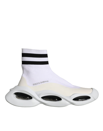 Dolce & Gabbana White Black Slip On Wave Socks Sneakers Shoes