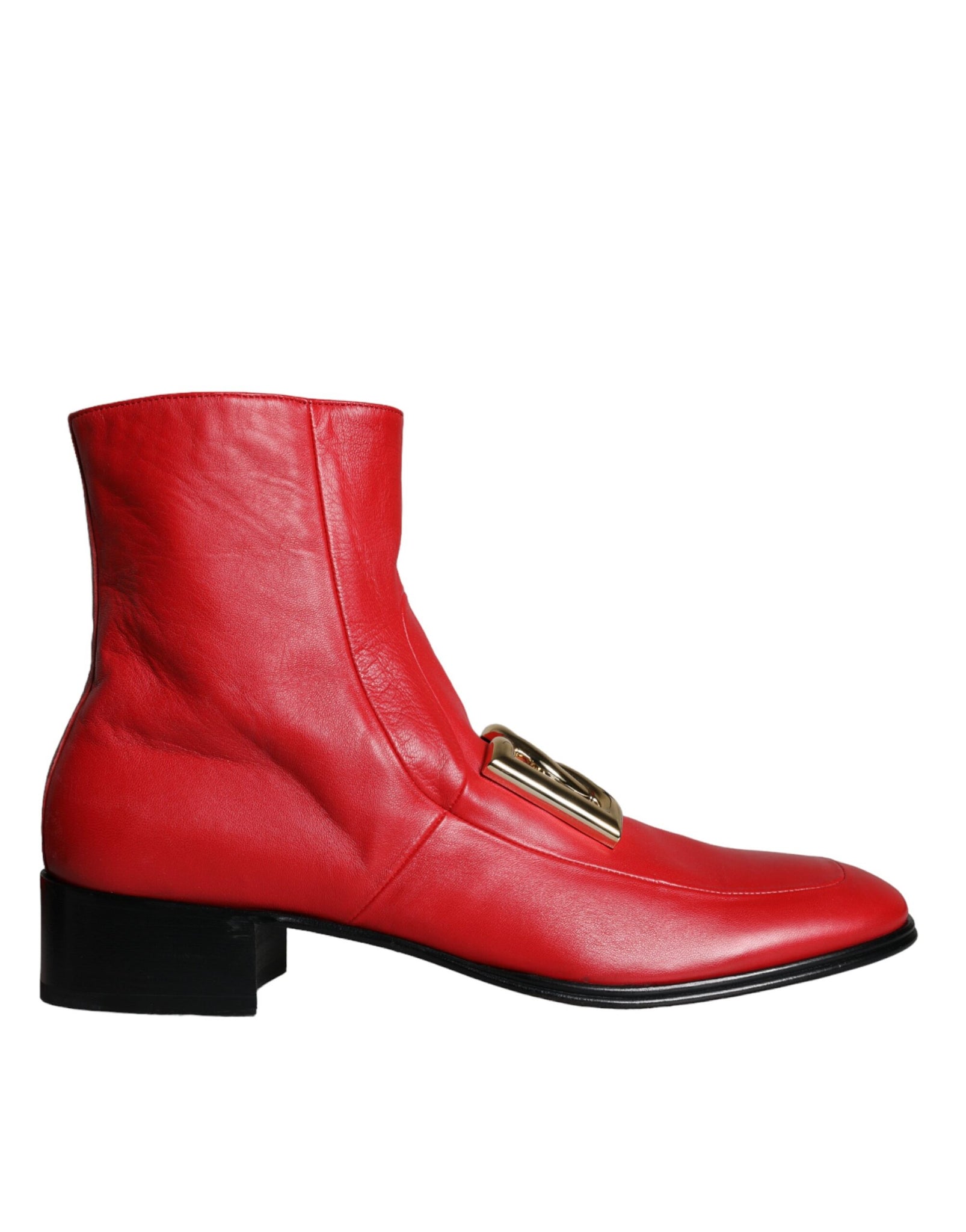 Dolce & Gabbana Red Lambskin Leather Men Ankle Boots Shoes