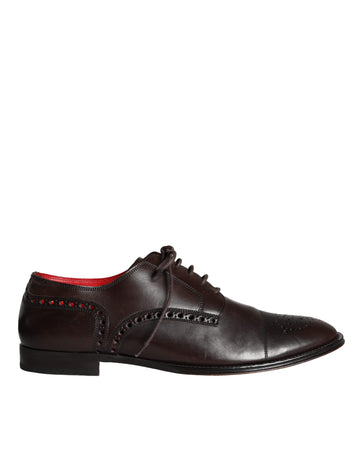 Dolce & Gabbana Brown Calfskin Leather Lace Up Oxford Shoes