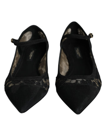 Dolce & Gabbana Black Taormina Lace Bellucci Flats Shoes