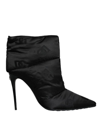 Dolce & Gabbana Black DG Logo Padded Heels Ankle Boots Shoes