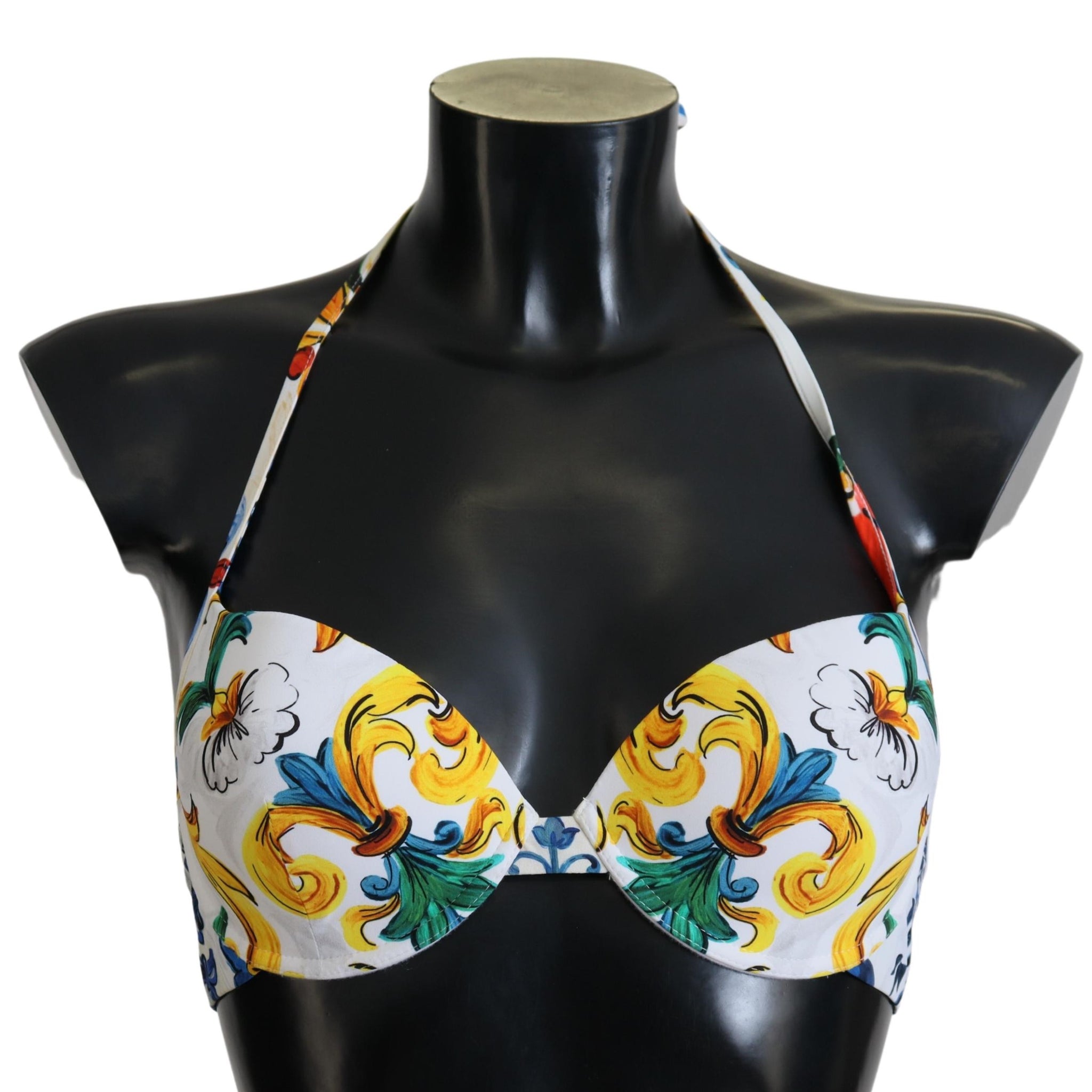 Dolce & Gabbana White Majolica Beachwear Swimwear Bikini Top