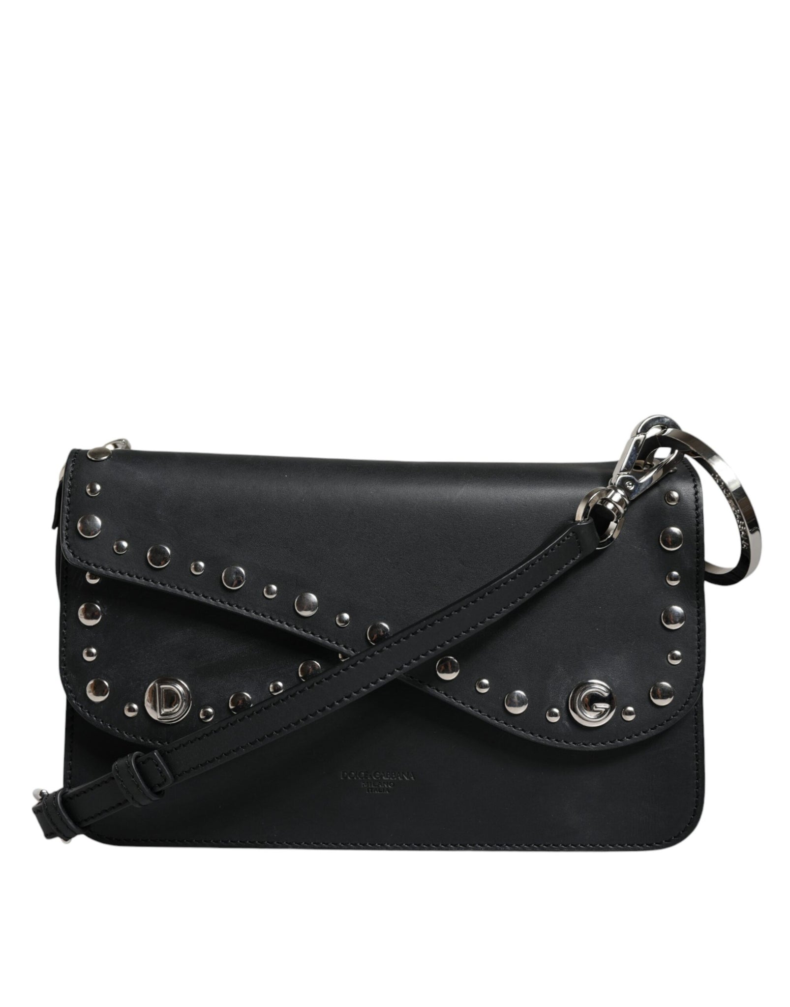 Dolce & Gabbana Black Small Leather Studded Shoulder Crossbody Bag