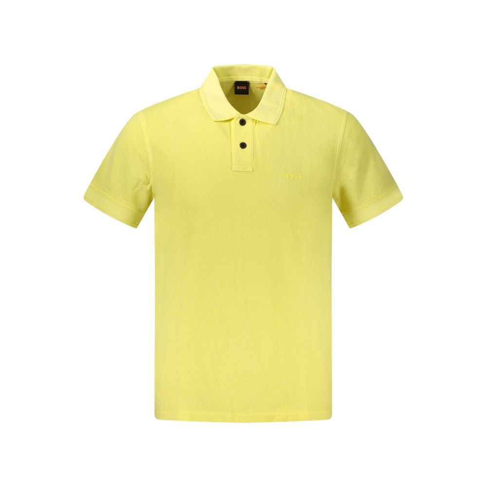 Hugo Boss Yellow Cotton Men Polo Shirt