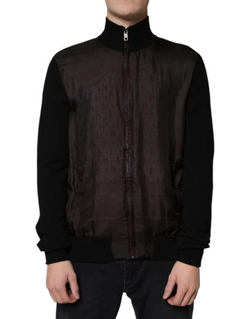 Dolce & Gabbana Black Logo Monogram Full Zip Bomber Jacket