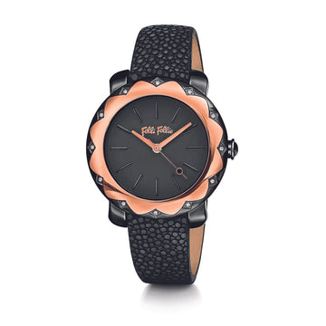 Folli Follie Black Leather Watch