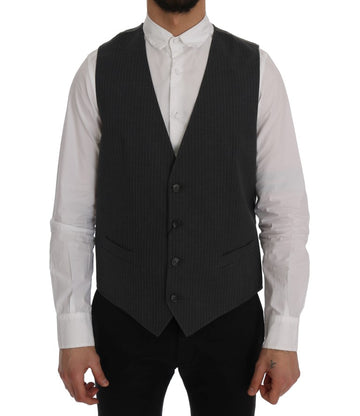 Dolce & Gabbana Elegant Gray Striped Waistcoat Vest