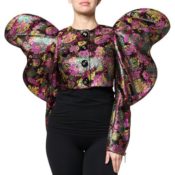 Dolce & Gabbana Multicolor Floral Jacquard Cropped Jacket