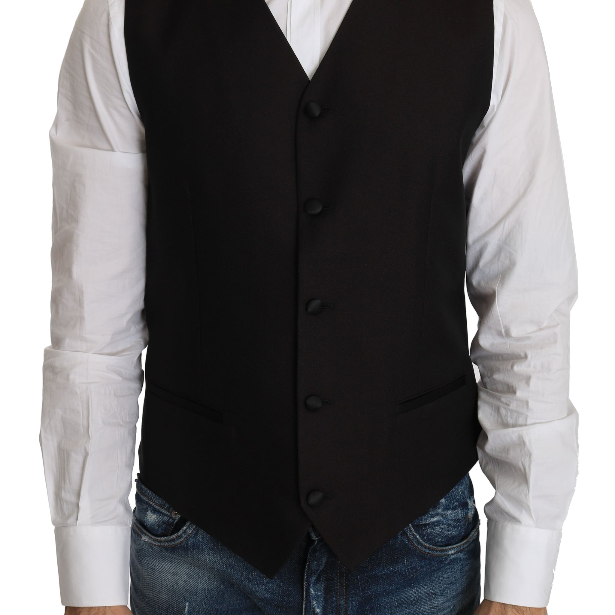 Dolce & Gabbana Elegant Black Silk Blend Formal Vest