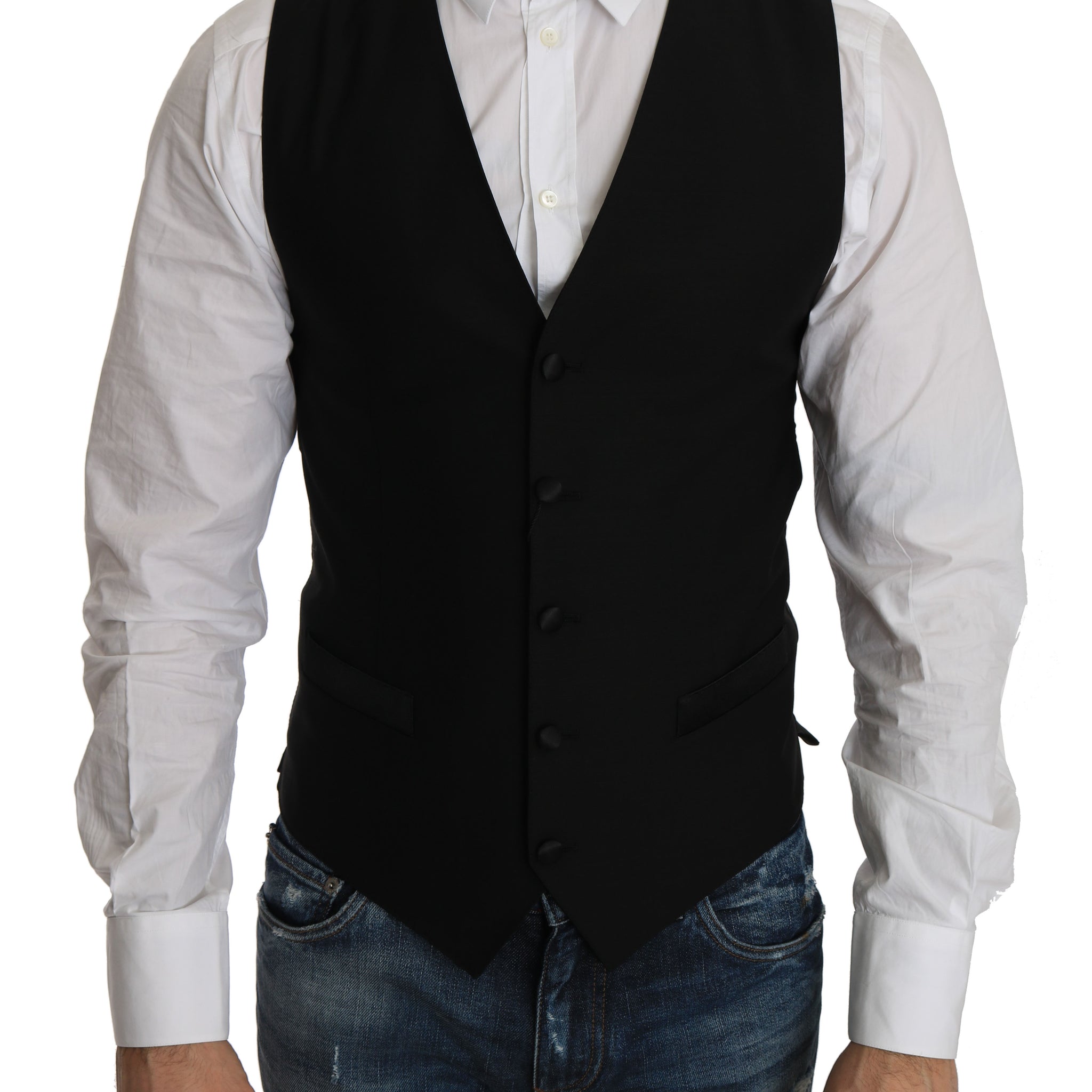 Dolce & Gabbana Sleek Black Wool Blend Formal Vest