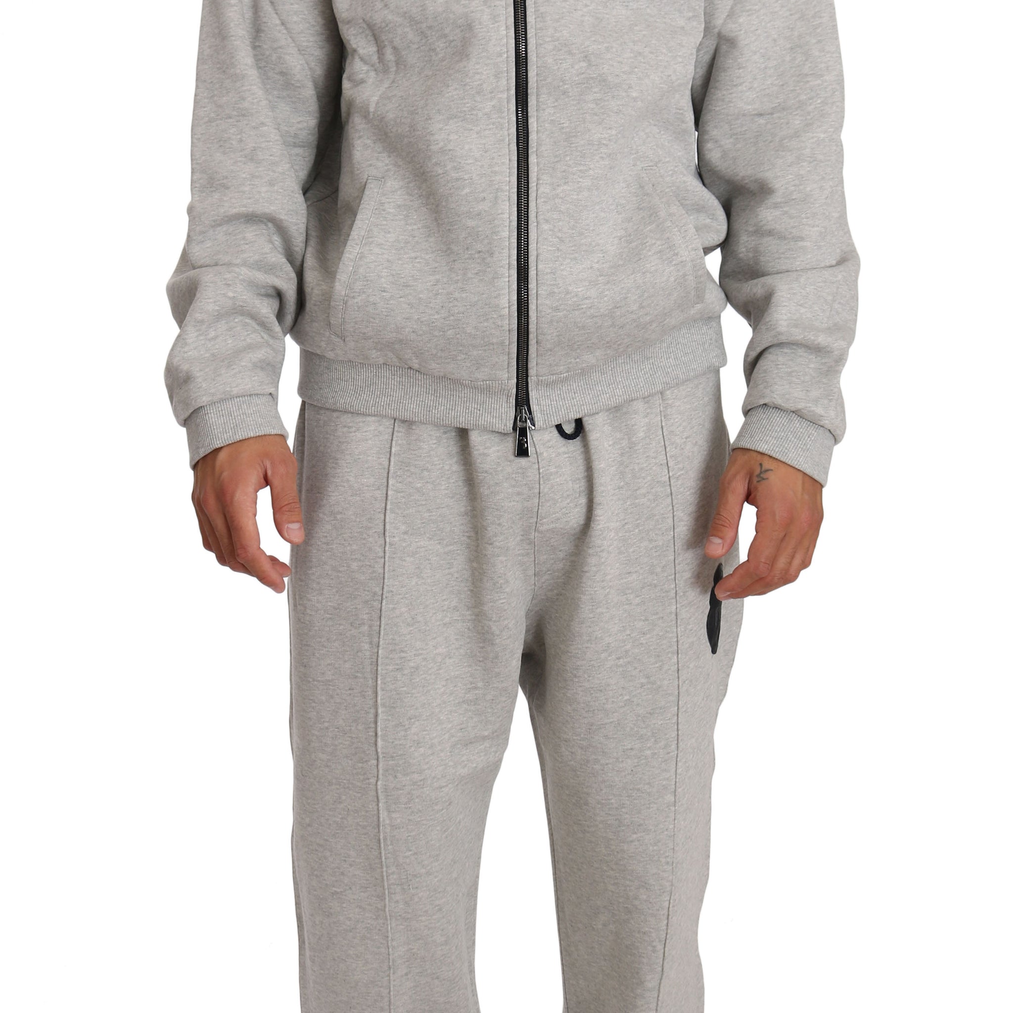 Billionaire Italian Couture Elegant Gray Cotton Sweatsuit Ensemble