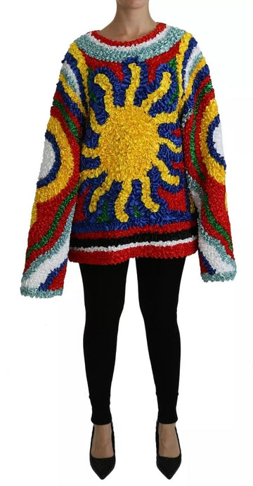 Dolce & Gabbana Multicolor Sun Ruffled Top Blouse Sweater