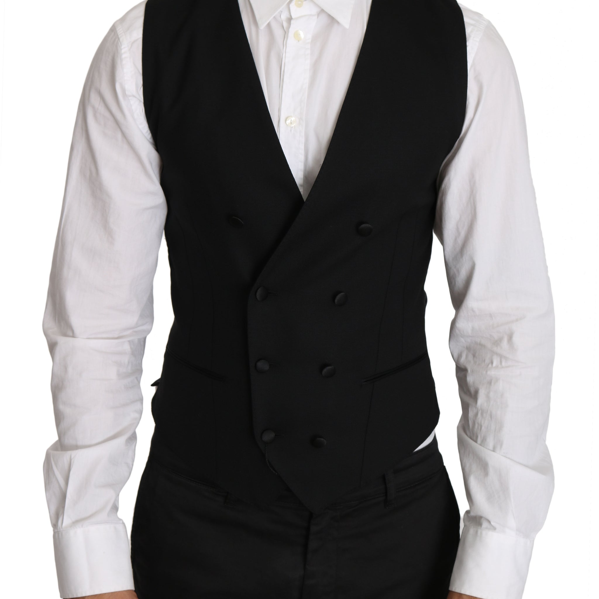 Dolce & Gabbana Sleek Double Breasted Slim Fit Wool Vest