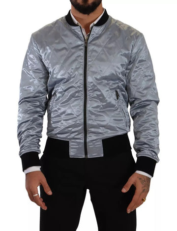 Dolce & Gabbana Light Blue Bomber Coat Men Jacket