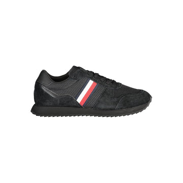 Tommy Hilfiger Black Leather Men Sneaker