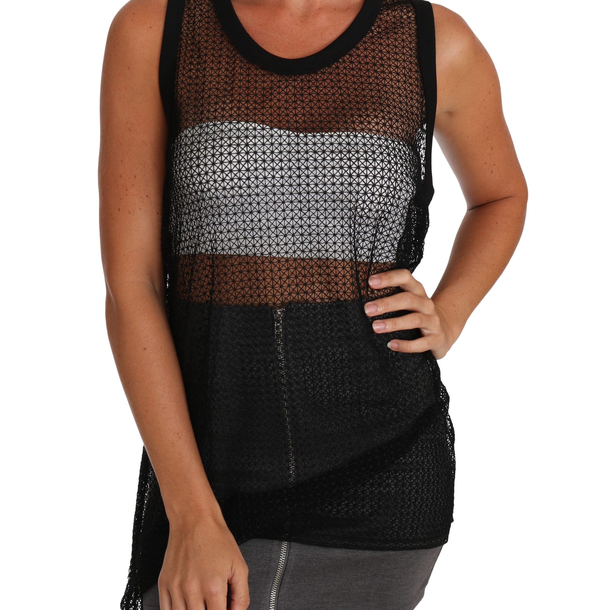 Dolce & Gabbana Elegant Sleeveless Black Mesh Top